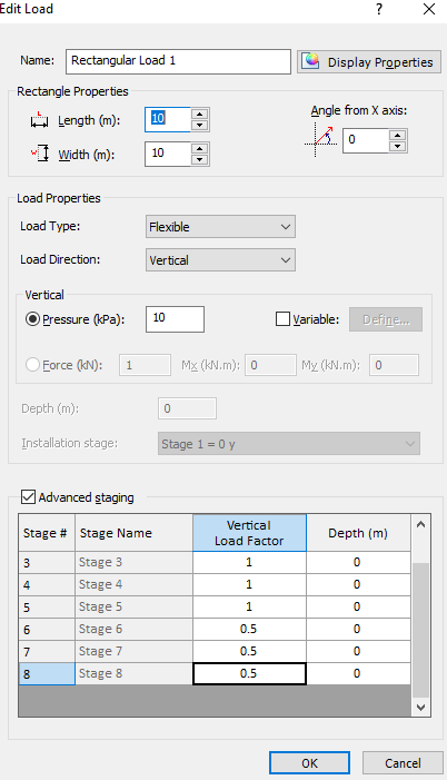 Edit Load dialog